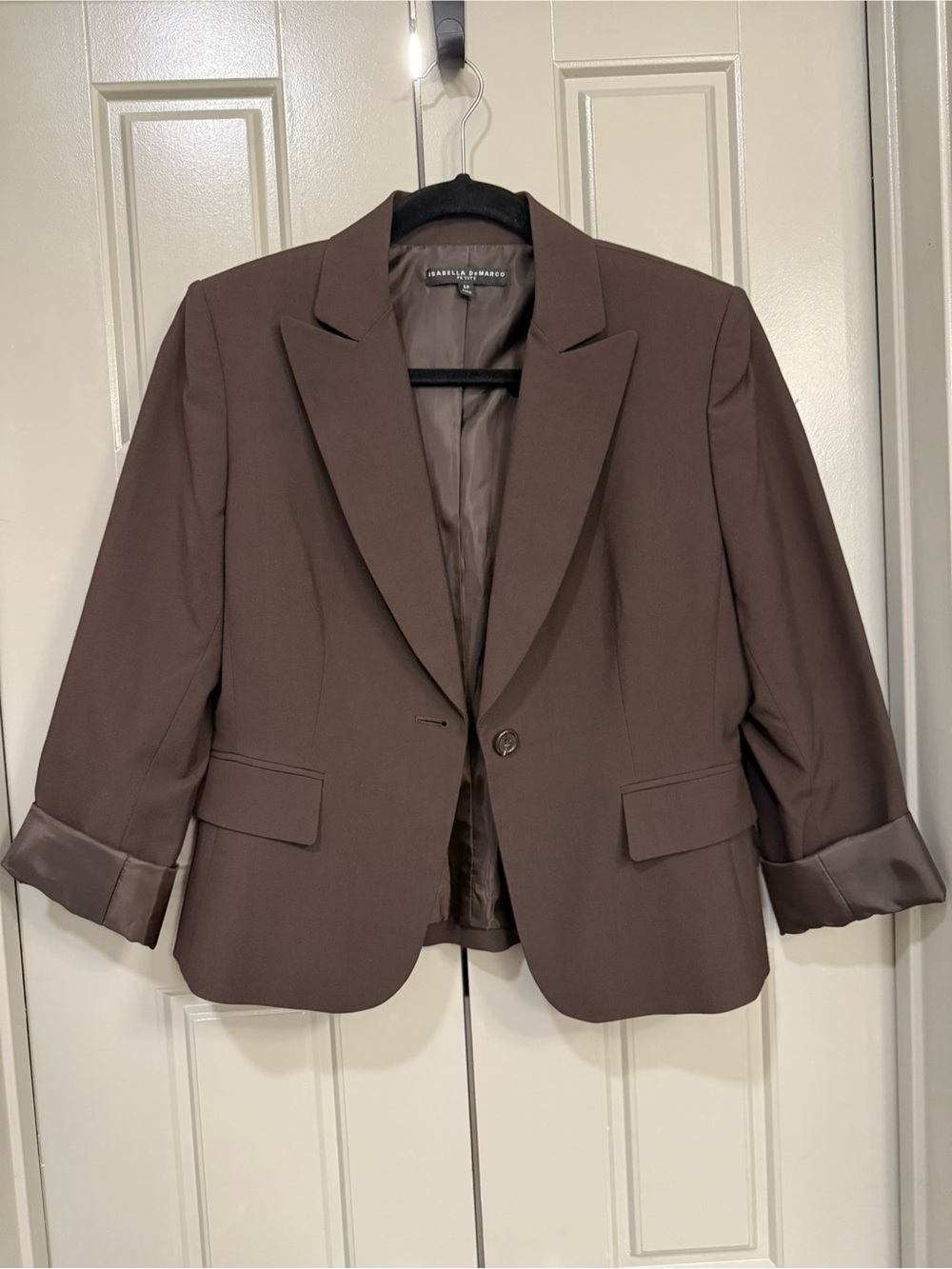 Isabella DeMarco Brown Cropped Blazer Jacket Size 6P Petite Like New